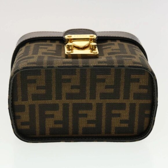 FENDI Zucca Canvas Hand Bag Nylon 2way Brown Black - Picture 5 of 16